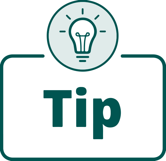 Lightbulb icon that says TIP