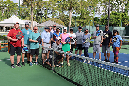 large group photo of pickleball players