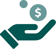 icon of a hand holding a money sign