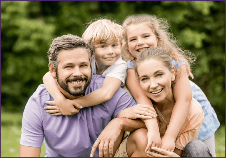 happy family together outside